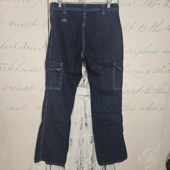 Vintage Jordache Women's Cargo Jeans Size 11/12 Dark Wash 100% Cotton Y2K - Picture 3 of 7